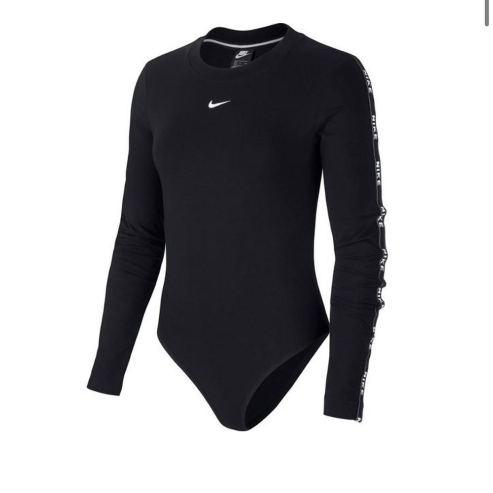 Nike Black Long-Sleeve Logo Bodysuit